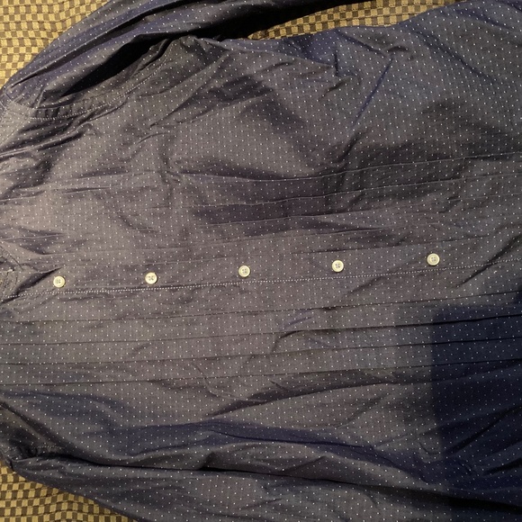 Made in Italy: Women's navy blue and polka dot button up shirt - Picture 2 of 4